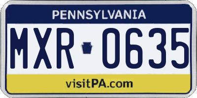 PA license plate MXR0635