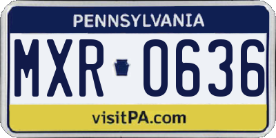 PA license plate MXR0636