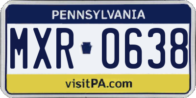 PA license plate MXR0638