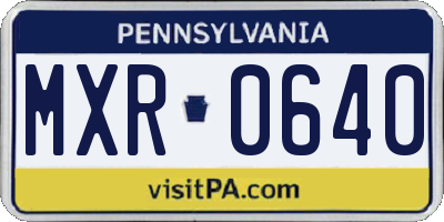 PA license plate MXR0640