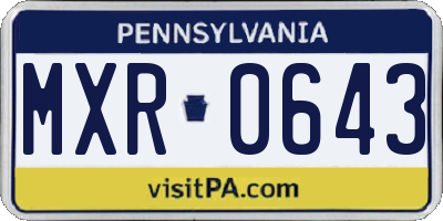 PA license plate MXR0643