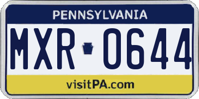 PA license plate MXR0644