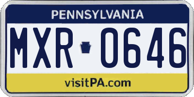 PA license plate MXR0646
