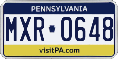 PA license plate MXR0648