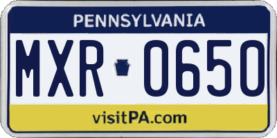 PA license plate MXR0650