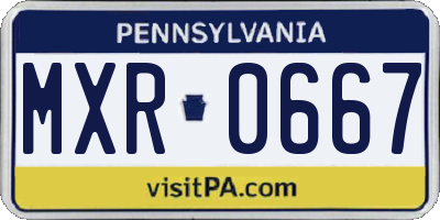 PA license plate MXR0667