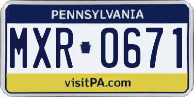 PA license plate MXR0671