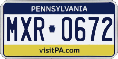 PA license plate MXR0672