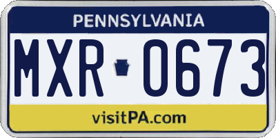 PA license plate MXR0673