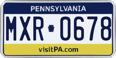PA license plate MXR0678