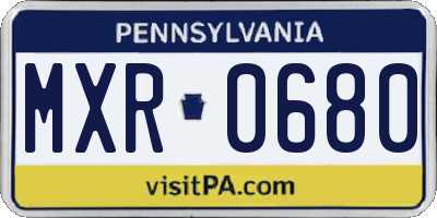 PA license plate MXR0680