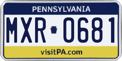 PA license plate MXR0681
