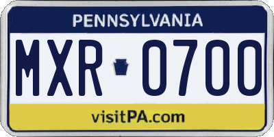 PA license plate MXR0700
