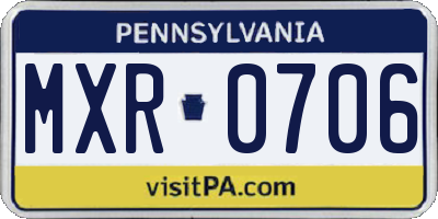 PA license plate MXR0706