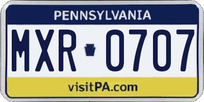 PA license plate MXR0707