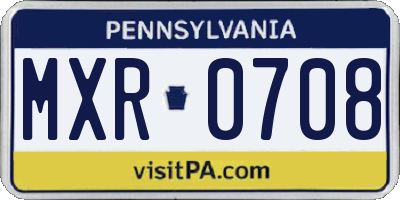 PA license plate MXR0708