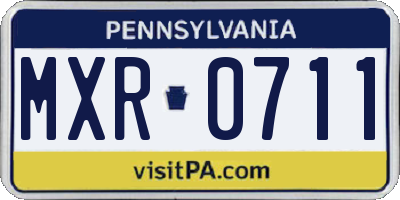 PA license plate MXR0711