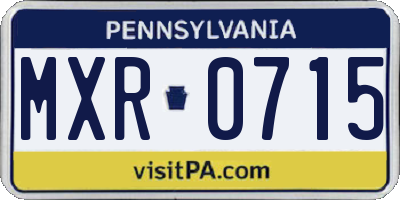 PA license plate MXR0715