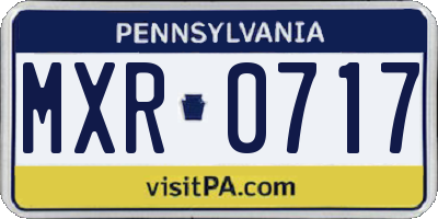 PA license plate MXR0717