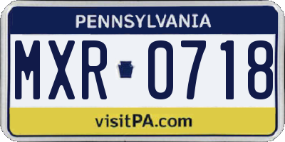 PA license plate MXR0718