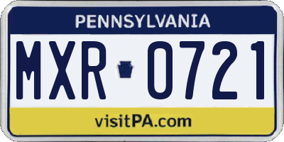 PA license plate MXR0721