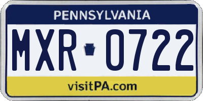 PA license plate MXR0722