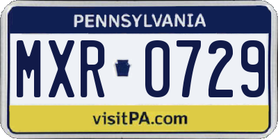 PA license plate MXR0729