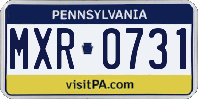 PA license plate MXR0731