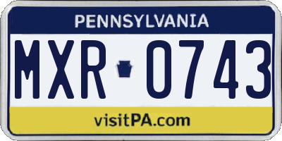 PA license plate MXR0743