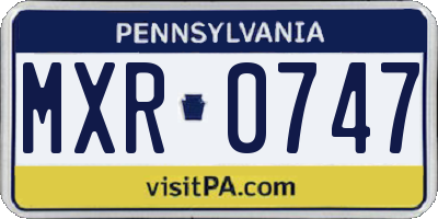 PA license plate MXR0747