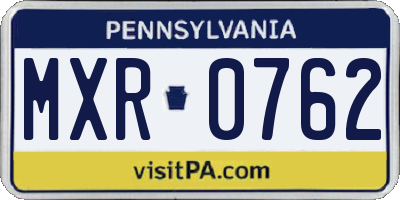 PA license plate MXR0762