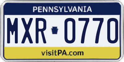 PA license plate MXR0770
