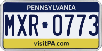 PA license plate MXR0773