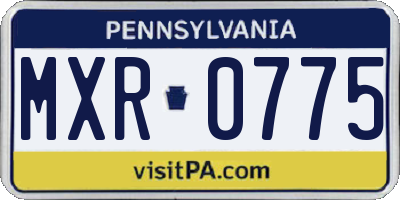 PA license plate MXR0775