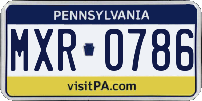 PA license plate MXR0786