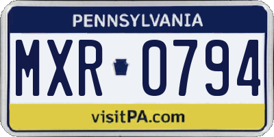 PA license plate MXR0794