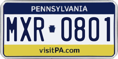 PA license plate MXR0801