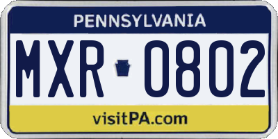 PA license plate MXR0802