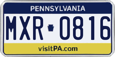 PA license plate MXR0816