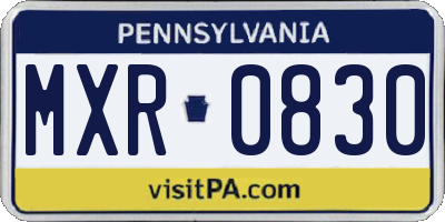 PA license plate MXR0830