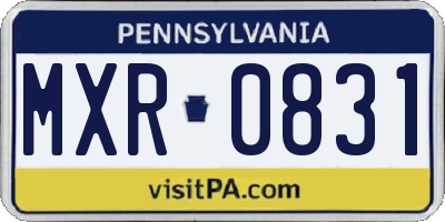 PA license plate MXR0831
