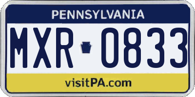 PA license plate MXR0833