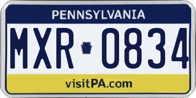 PA license plate MXR0834