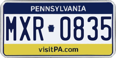PA license plate MXR0835
