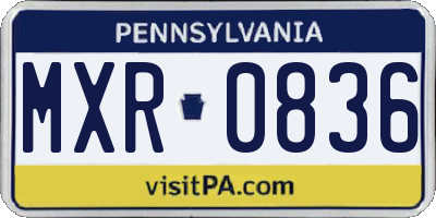 PA license plate MXR0836