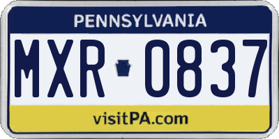 PA license plate MXR0837