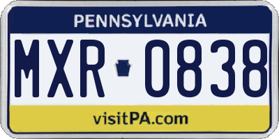 PA license plate MXR0838