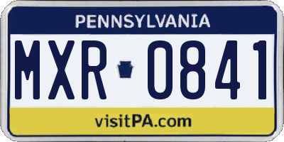 PA license plate MXR0841
