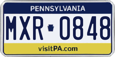 PA license plate MXR0848