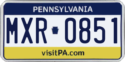 PA license plate MXR0851